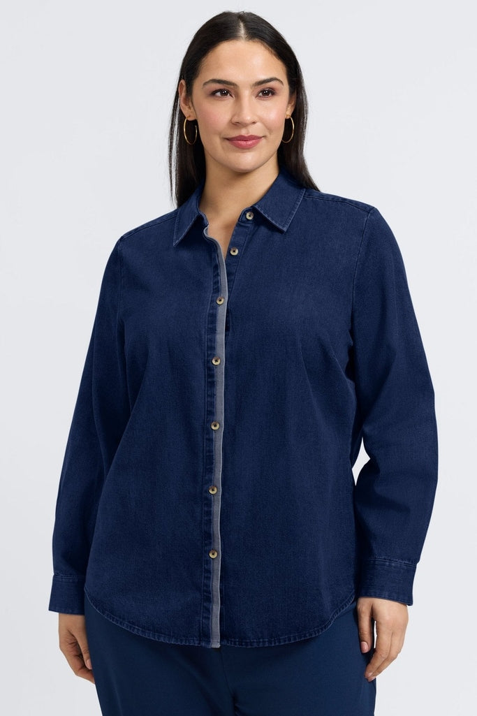 Charlie Plus Tencel® Denim Long Sleeve Shirt – Foxcroft