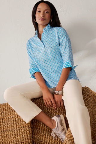 Tammy Geo Lattice 3/4 Sleeve Popover Shirt