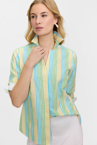Taylor No Iron Pinpoint Ombre Stripe 3/4 Sleeve Shirt