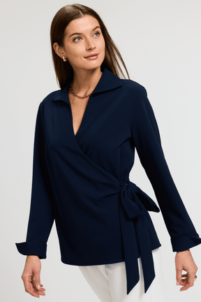 Rosie Knit Crepe Wrap Long Sleeve Shirt