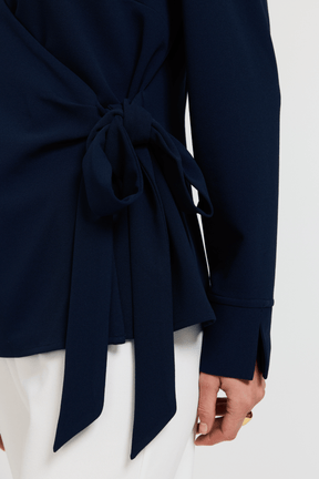 Rosie Knit Crepe Wrap Long Sleeve Shirt