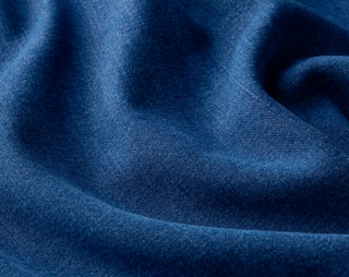 Zoomed-in texture of Foxcroft tencel denim fabric in soft indigo