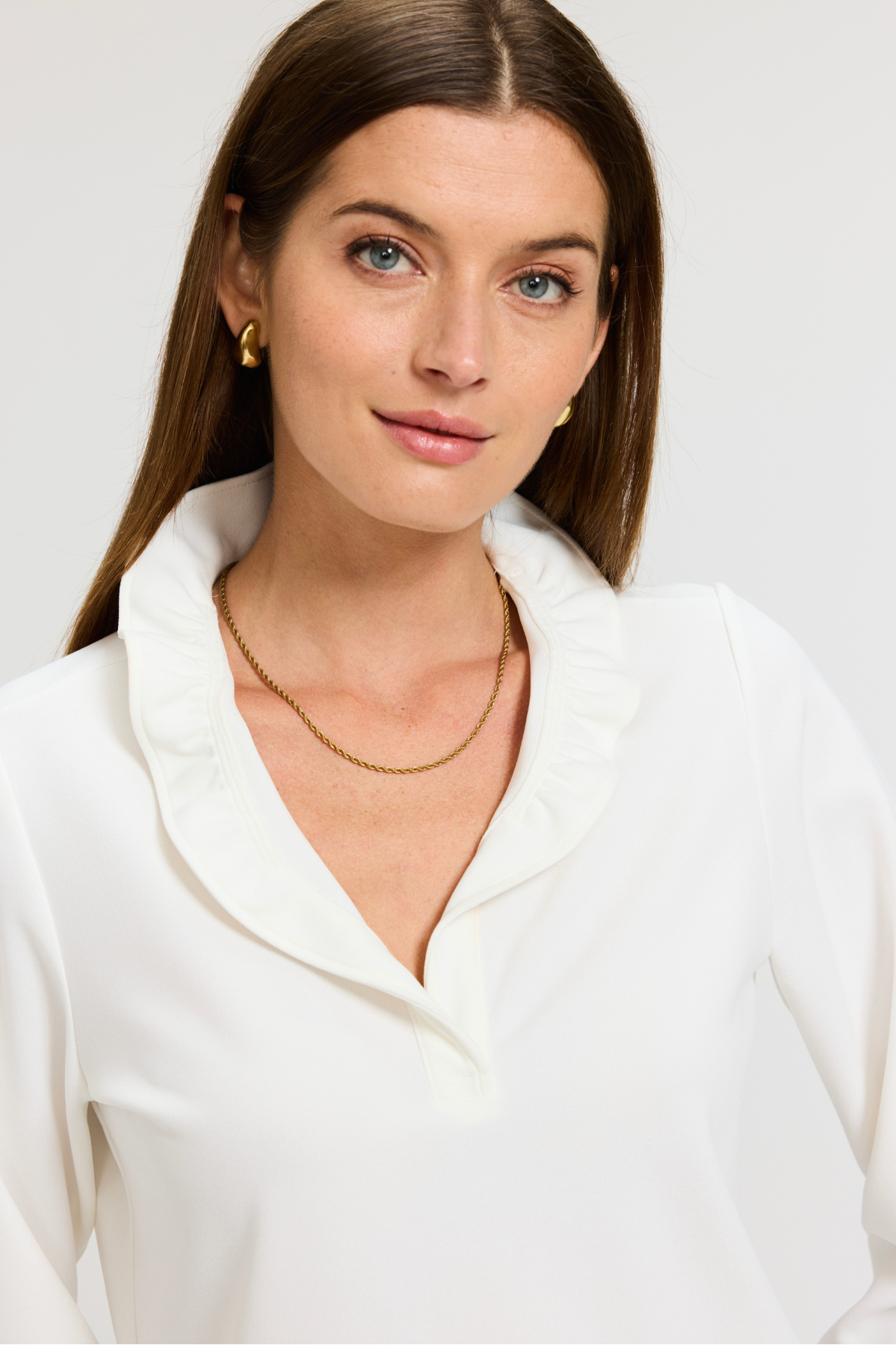 Tammy Knit Crepe 3/4 Sleeve Popover Shirt