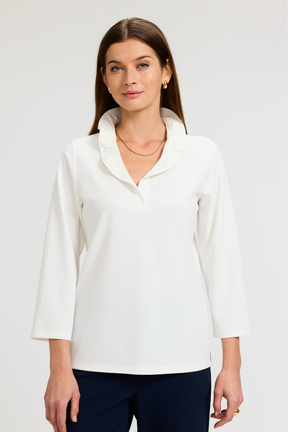 Tammy Knit Crepe 3/4 Sleeve Popover Shirt