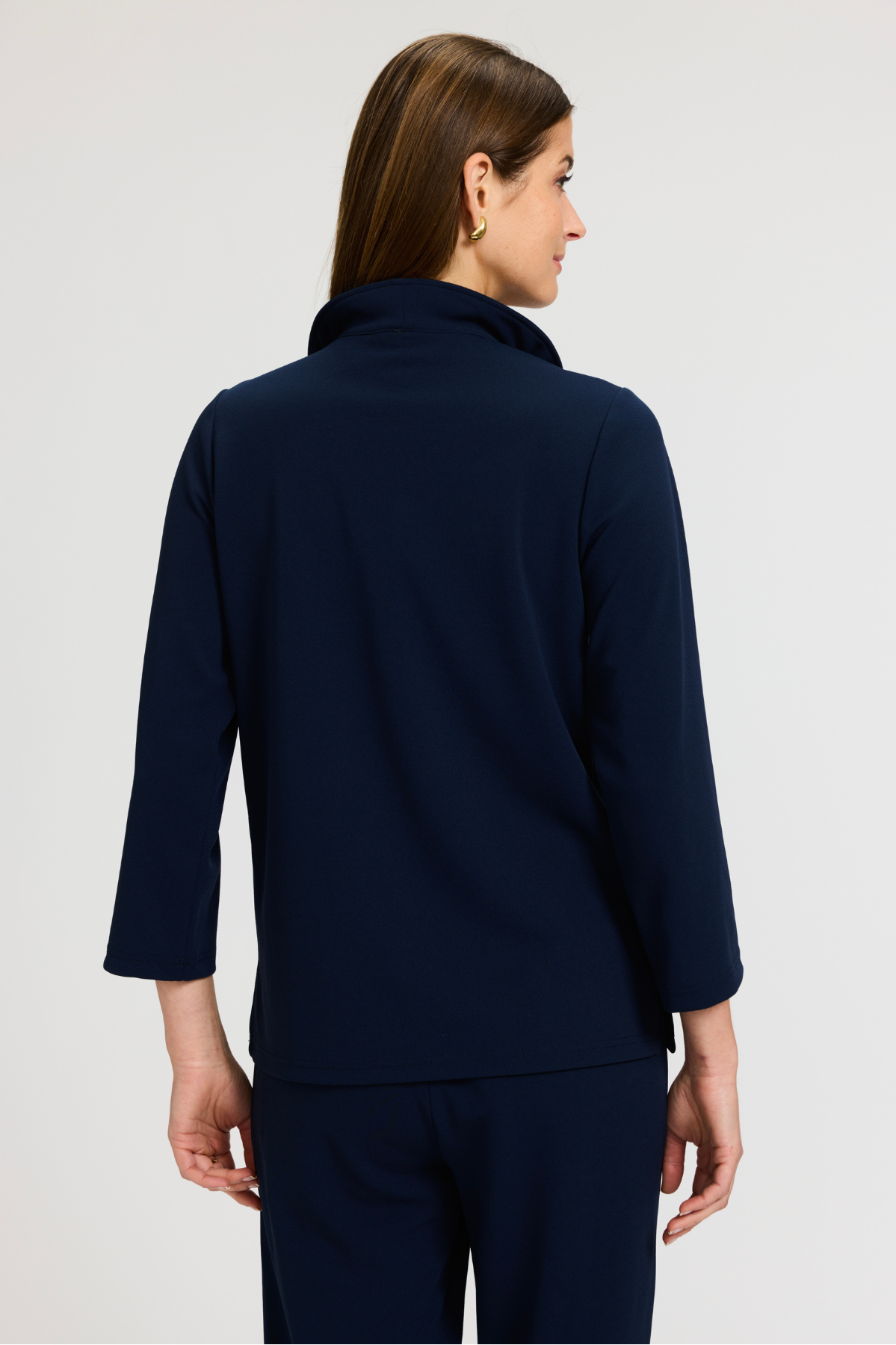 Tammy Knit Crepe 3/4 Sleeve Popover Shirt