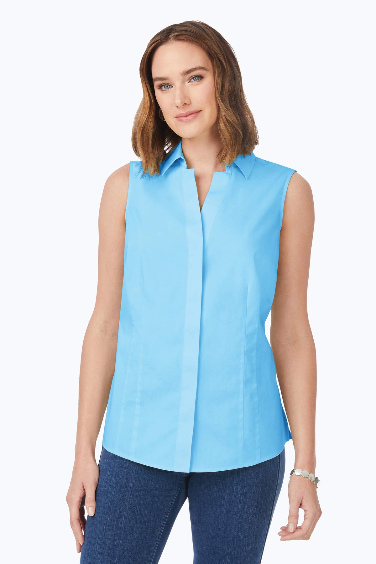Taylor Essential Stretch Non-Iron Sleeveless Shirt #color_baltic blue