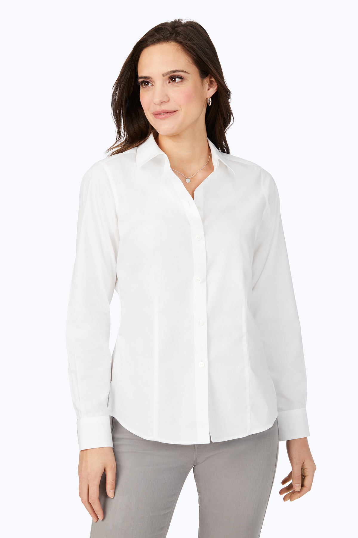 Dianna Essential Pinpoint Non-Iron Shirt #color_white