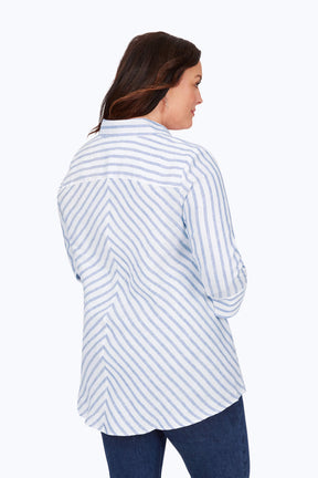 Carlene Plus Easy-Care Stripe Linen Tunic