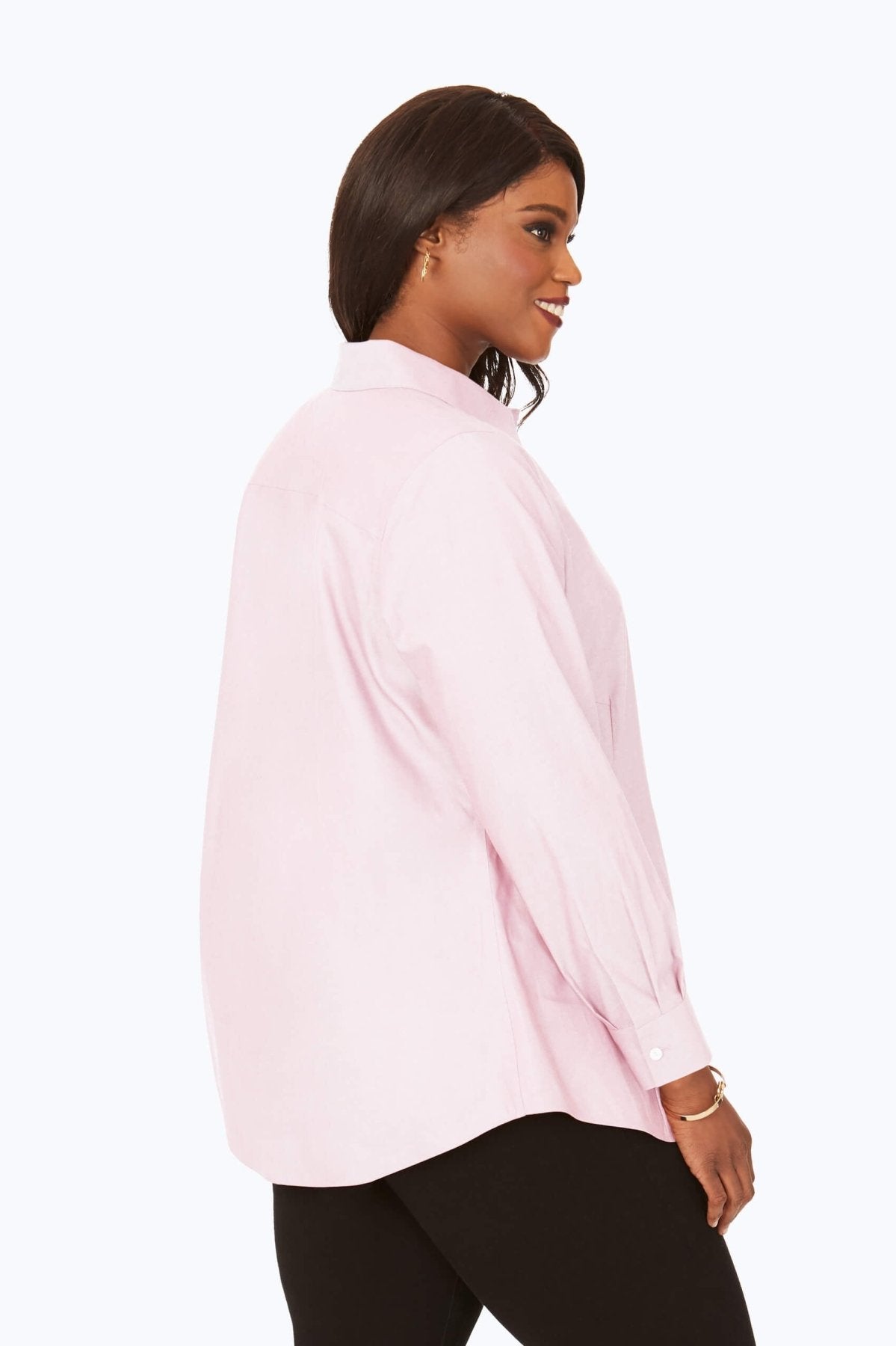 Cici Plus Essential Pinpoint Non-Iron Tunic #color_chambray pink