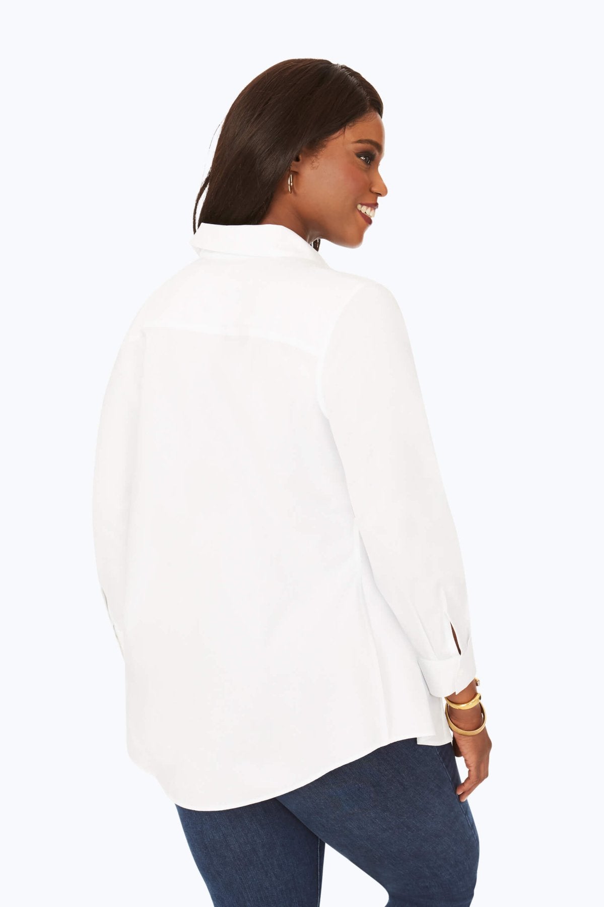 Cici Plus No Iron Pinpoint Long Sleeve Tunic