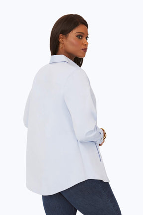 Cici Plus No Iron Pinpoint Long Sleeve Tunic
