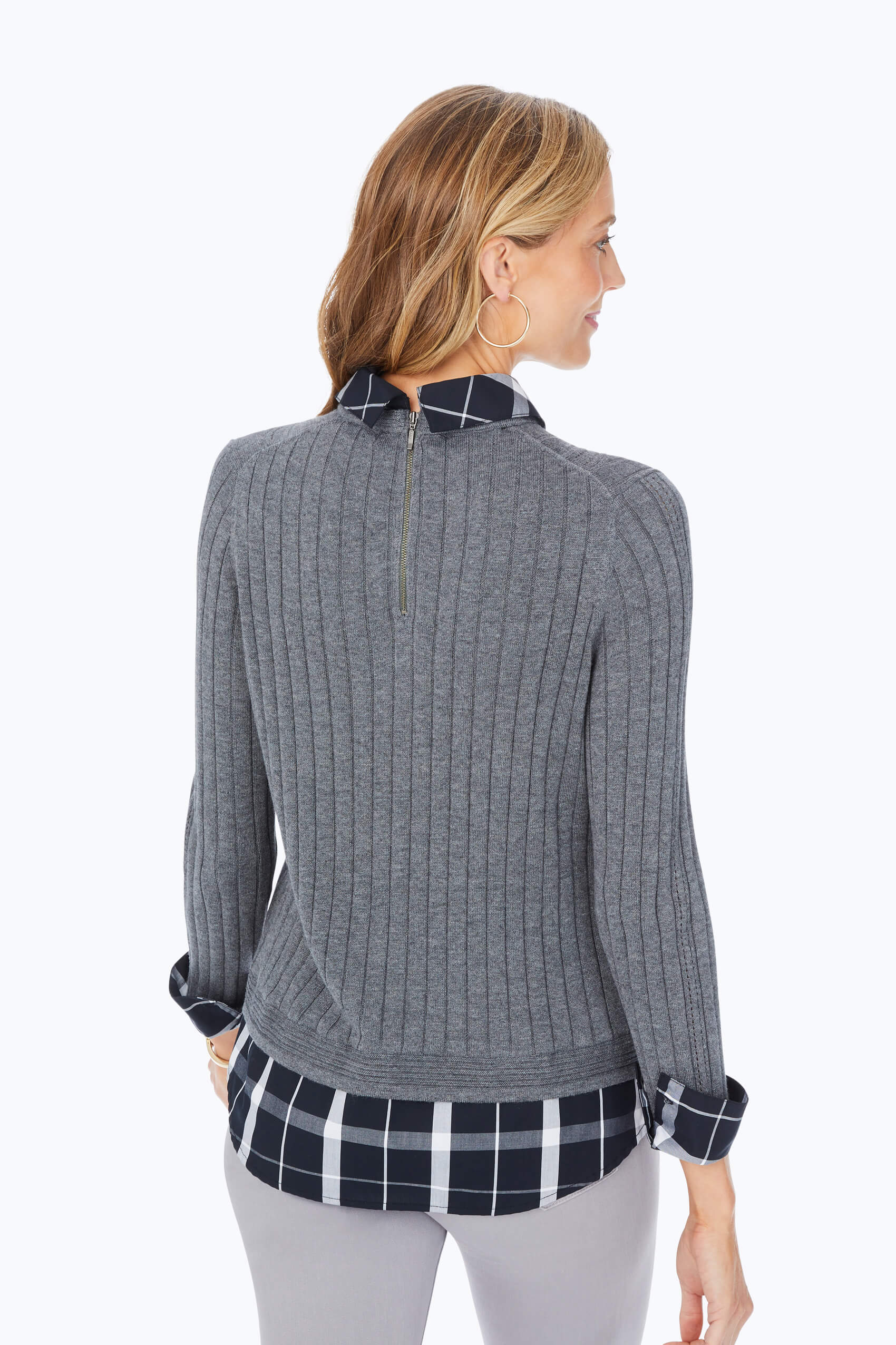 Textured Rib Twofer Sweater