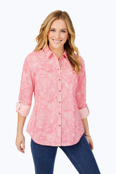 Zoey Non-Iron Drawn Floral Shirt #color_pink rosato drawn floral