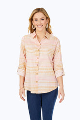Zoey Non-Iron Northern Lights Shirt #color_pink whisper northern lights