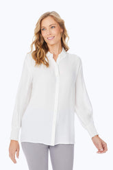 Relaxed Button-Up Satin Shirt #color_white