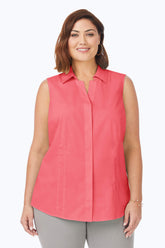 Taylor Plus Essential Stretch Non-Iron Sleeveless Shirt #color_coral sunset