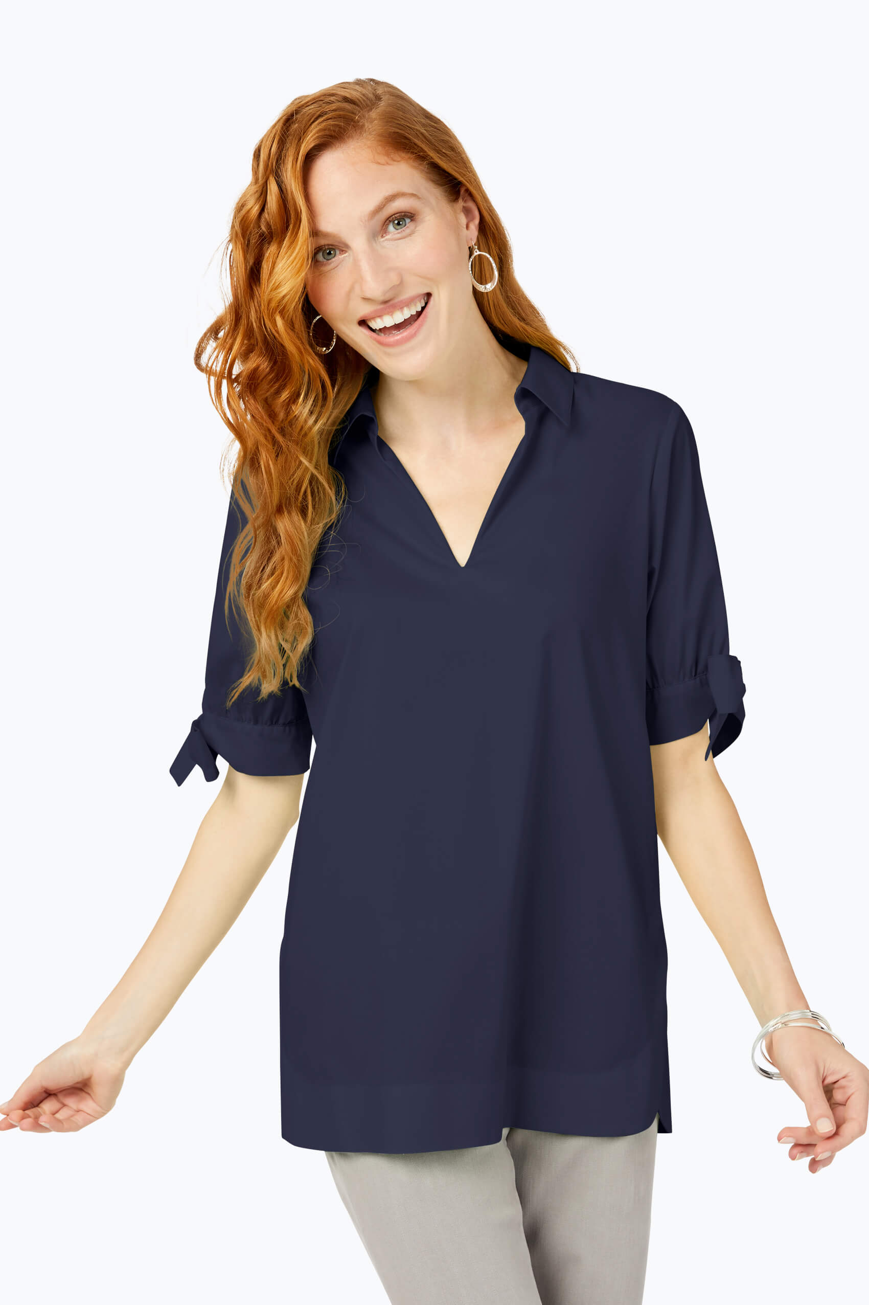 Bow Sleeve Essential Stretch Non-Iron Tunic