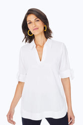 Bow Sleeve Essential Stretch Non-Iron Tunic #color_white