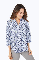 Mary Floral Geo Jersey Shirt #color_soft indigo floral geo