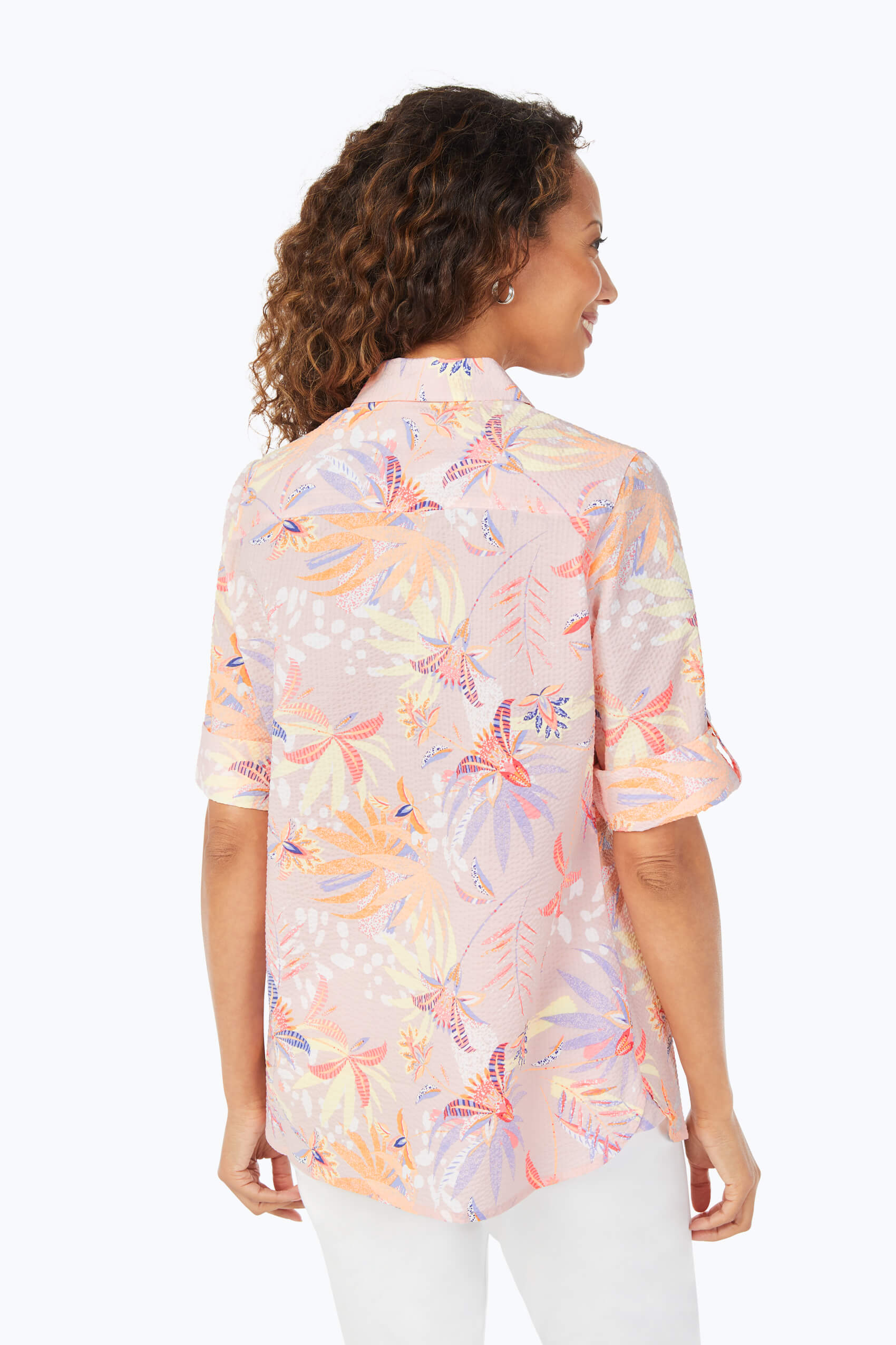 Tamara Seersucker Paradise Floral Shirt