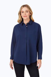 Lacey Stretch Non-Iron Pullover Tunic #color_navy