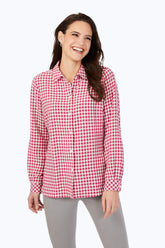 Gingham Check Stretch Shirt #color_pink rosato gingham