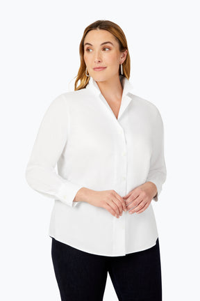 Monica Plus Convertible Collar Pinpoint Non-Iron Shirt