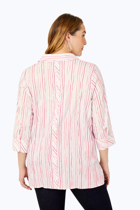 Pamela Plus Crinkle Fine Stripe Tunic