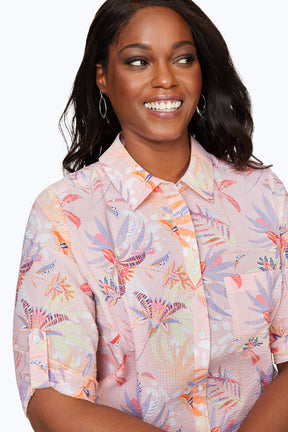 Tamara Plus Seersucker Paradise Floral Shirt