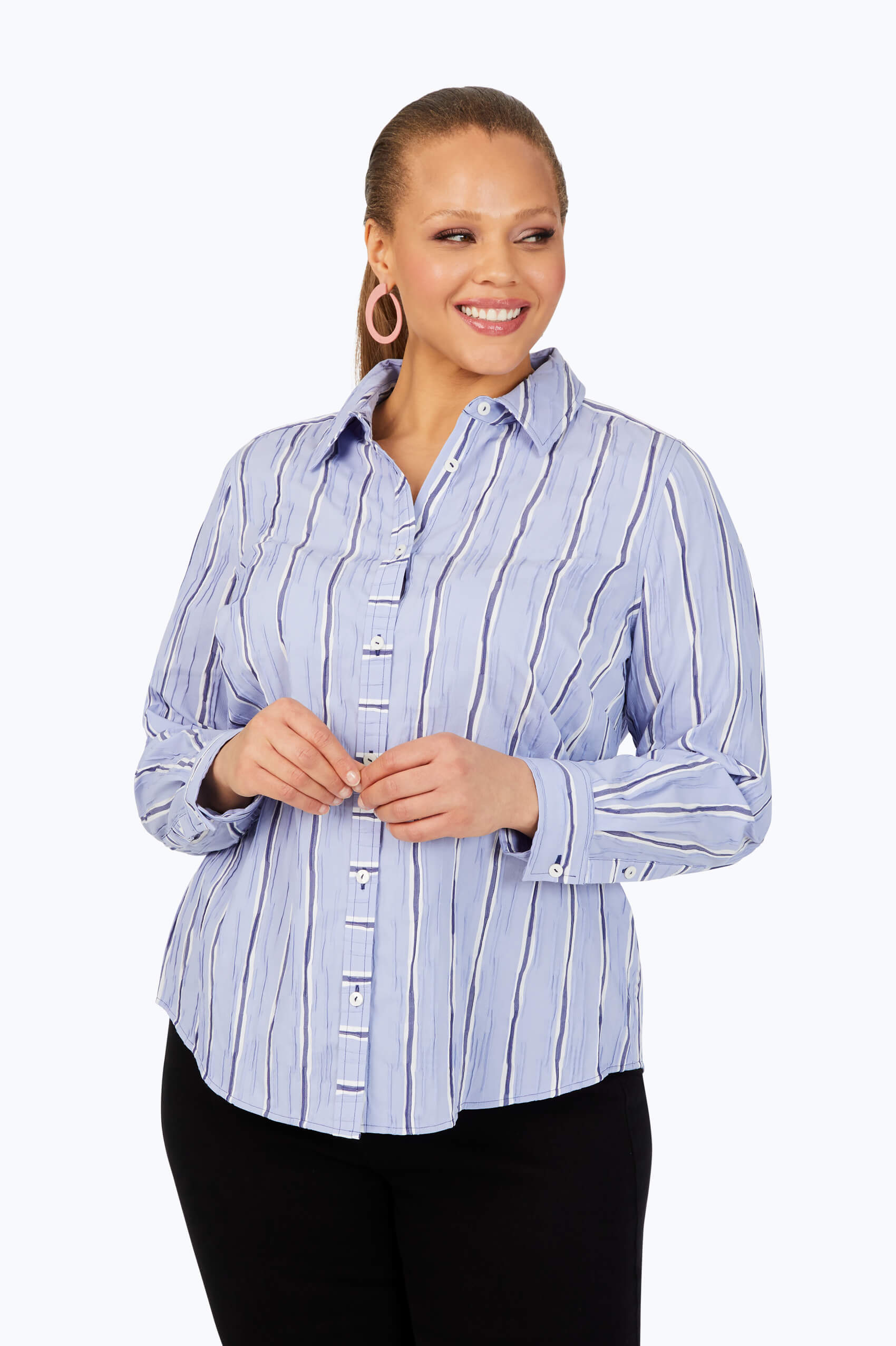 Hampton Plus Serene Stripe Crinkle Shirt