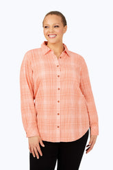 Rhea Plus Plaid Perfection Shirt #color_pumpkin spice plaid perfection