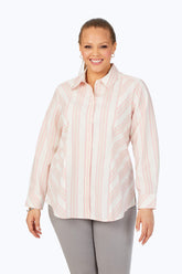 Plus Vintage Stripe Non-Iron Shirt #color_pink whisper vintage stripe