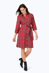 Holiday Plaid Non-Iron Dress #color_red multi holiday tartan