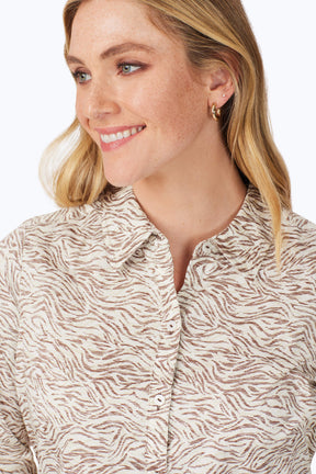 Davis Non-Iron Cocoa Zebra Shirt