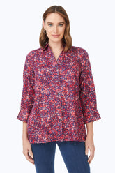 Piper Non-Iron Beach Blossoms Shirt #color_coral sunset beach blossoms