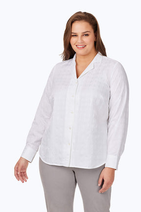 Monica Plus Non-Iron Geo Jacquard Shirt
