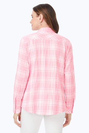 Rhea Puckered Spring Plaid Shirt