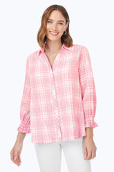 Caspian Puckered Spring Plaid Shirt #color_pink champagne pucker spring plaid