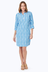 Sloane Beach Stripe Crinkle Dress #color_blue breeze beach stripe