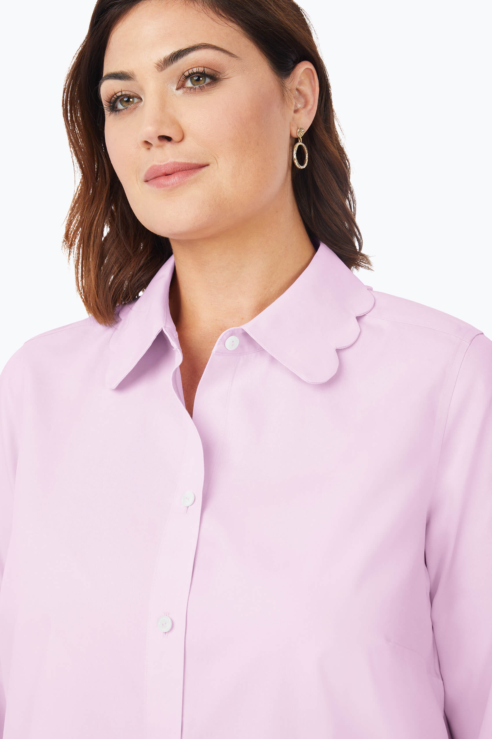 Gwen Plus Pinpoint Non-Iron Scallop Shirt