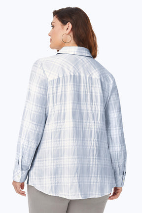 Rhea Plus Puckered Spring Plaid Shirt
