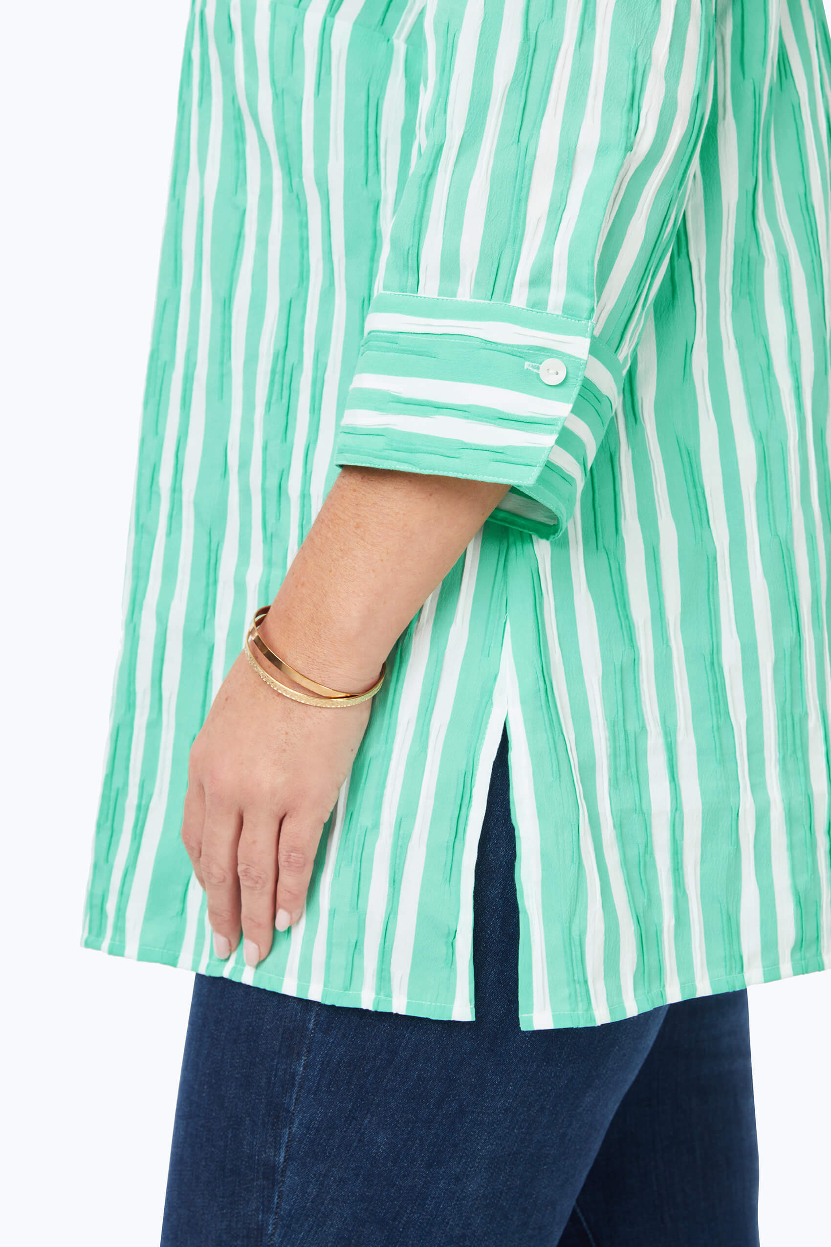 Pamela Plus Beach Stripe Crinkle Tunic