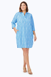 Sloane Plus Beach Stripe Crinkle Dress #color_blue breeze beach stripe