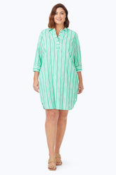 Sloane Plus Beach Stripe Crinkle Dress #color_sea mist beach stripe