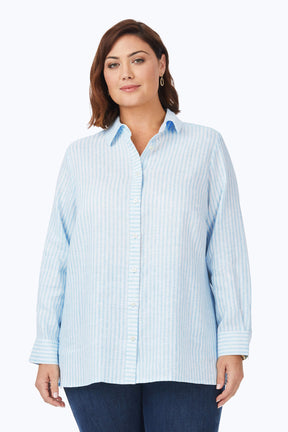 Jordan Plus Easy Care Summer Stripe Linen Shirt