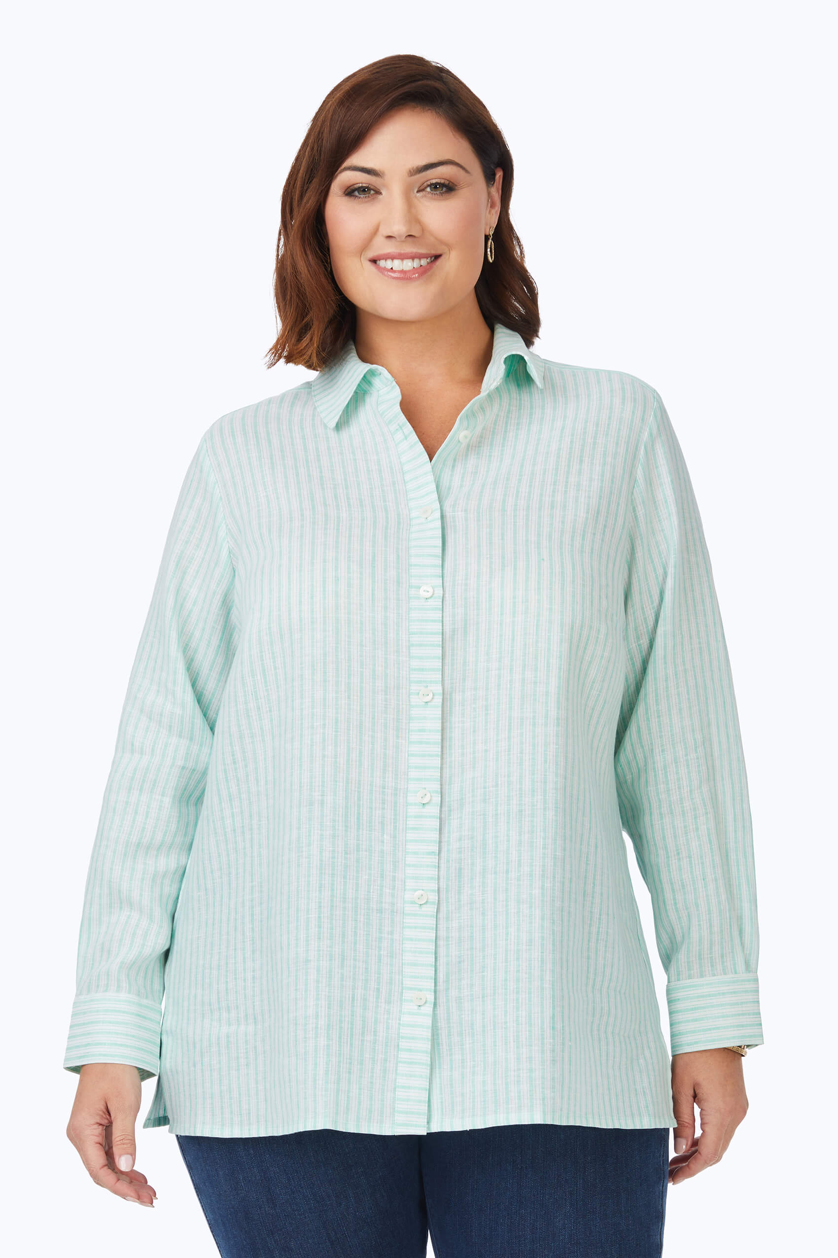 Jordan Plus Easy Care Summer Stripe Linen Shirt