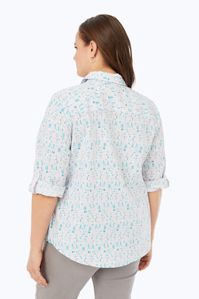 Zoey Plus Non-Iron Painted Waves Shirt